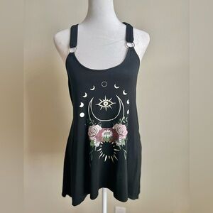 Hot Topic Flowy Gothic Emo Witchy Floral Strappy  Tank Top Blouse Small